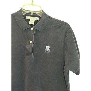 IZOD CLUB Polo Shirt Ladies L Navy Short Sleeve 1895 Brooklawn‎ EUC